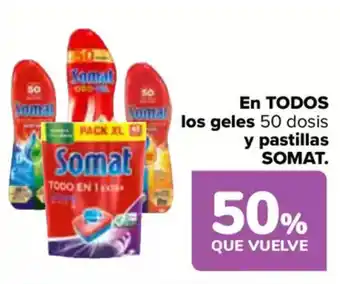 Carrefour SOMAT En todos los geles 50 dosis y pastillas oferta