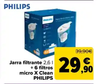 Carrefour PHILIPS Jarra filtrante + 6 filtros micro X Clean oferta