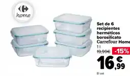 Carrefour Set de 6 recipientes herméticos borosilicato Carrefour Home oferta