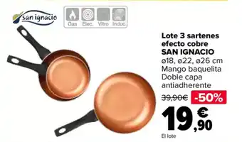 Carrefour SAN IGNACIO Lote 3 sartenes efecto cobre oferta