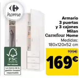 Carrefour Armario 3 puertas y 3 cajones Milan Carrefour Home oferta