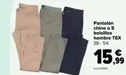 Carrefour TEX  Pantalón chino o 5 bolsillos hombre oferta