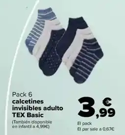 Carrefour TEX Pack 6 calcetines invisibles adulto Basic oferta