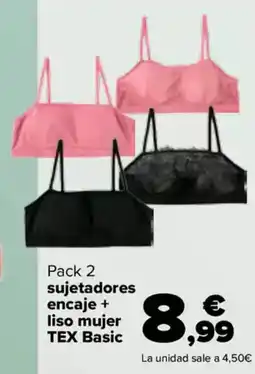 Carrefour TEX Sujetadores encaje + liso mujer oferta