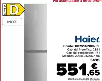 Carrefour HAIER Combi HDPW5620DNPK oferta