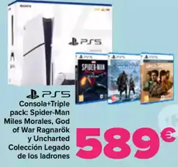 Carrefour PS5 Consola+Triple pack: Spider-Man Miles Morales, God of War Ragnarök y Uncharted Colección Legado de los ladrones oferta