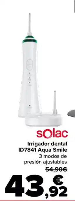 Carrefour SOLAC Irrigador dental ID7841 Aqua Smile oferta