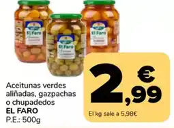 Supeco EL FARO Aceitunas verdes aliñadas, gazpachas o chupadedos oferta