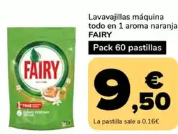 Supeco FAIRY Lavavajillas máquina todo en 1 aroma naranja oferta