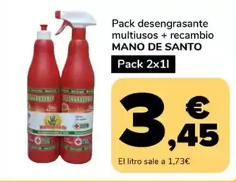 Supeco MANO DE SANTO Pack desengrasante multiusos + recambio oferta