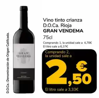 Supeco GRAN VENDEMA Vino tinto crianza D.O.Ca. Rioja oferta