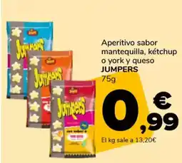 Supeco JUMPERS Aperitivo sabor mantequilla, kétchup o york y queso oferta