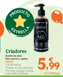 TiendAnimal CRIADORES Aceite de atún Para perros y gatos oferta