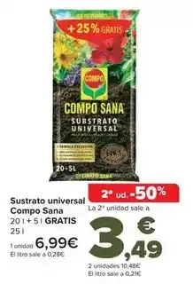 Carrefour Compo sana - sustrato universal sana 20 l + 5 l gratis oferta