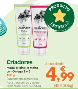 TiendAnimal CRIADORES Malta original o malta con Omega oferta