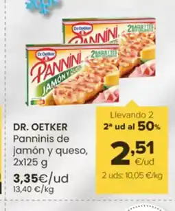 Autoservicios Familia DR. OETKER Panninis de jamón y queso, oferta