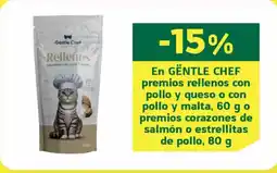 HiperDino GENTLE CHEn premios rellenos con pollo y queso o con pollo y malta, 60 g o premios corazones de salmón o estrellitas de pollo oferta