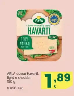 HiperDino ARLA queso Havarti, light o cheddar oferta