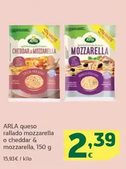 HiperDino ARLA queso rallado mozzarella o cheddar & mozzarella oferta