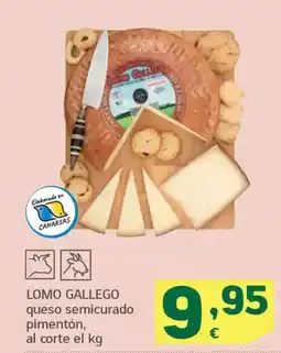 HiperDino LOMO GALLEGO queso semicurado pimentón, oferta