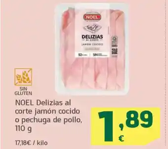 HiperDino NOEL Delizias al corte jamón cocido o pechuga de pollo, oferta