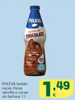 HiperDino PULEVA batido cacao, fresa, vainilla o cacao sin lactosa oferta