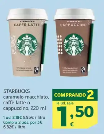 HiperDino STARBUCKS caramelo macchiato, caffè latte o cappuccino oferta