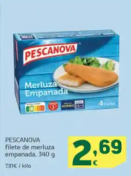 HiperDino PESCANOVA filete de merluza empanada oferta