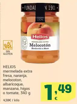 HiperDino HELIOS mermelada extra fresa, naranja, melocoton, albaricoque, manzana, higos o tomate oferta