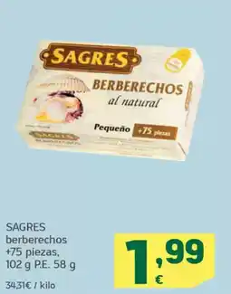 HiperDino SAGRES berberechos +75 piezas oferta