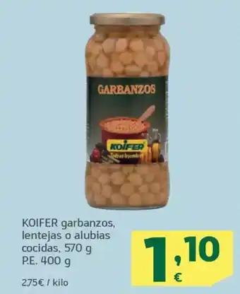 HiperDino KOIFER garbanzos, lentejas o alubias cocidas oferta