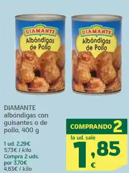 HiperDino DIAMANTE albóndigas con guisantes o de pollo oferta