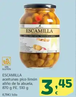 HiperDino ESCAMILLA aceitunas pico limón aliño de la abuela oferta