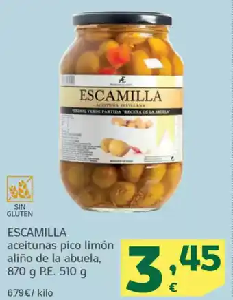 HiperDino ESCAMILLA aceitunas pico limón aliño de la abuela oferta