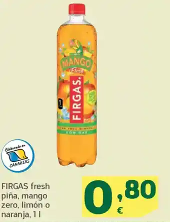 HiperDino FIRGAS fresh piña, mango zero, limón o naranja oferta