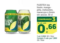 HiperDino FUZETEA tea limón, mango- piña, melocotón, maracuya o limón sin azúcar oferta