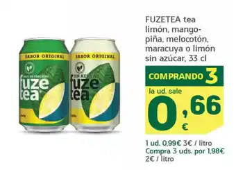 HiperDino FUZETEA tea limón, mango- piña, melocotón, maracuya o limón sin azúcar oferta