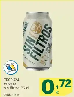 HiperDino TROPICAL cerveza sin filtros oferta