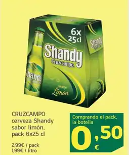 HiperDino CRUZCAMPO cerveza Shandy sabor limón, oferta