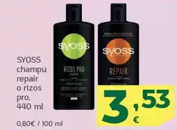 HiperDino SYOSS champú repair o rizos pro, oferta