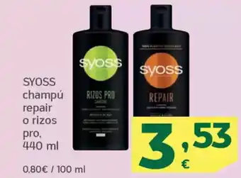 HiperDino SYOSS champú repair o rizos pro, oferta