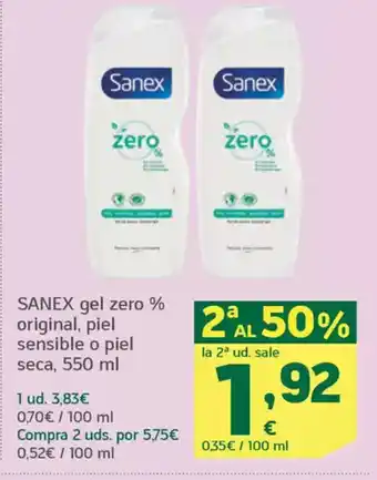 HiperDino SANEX gel zero % original, piel sensible o piel seca oferta