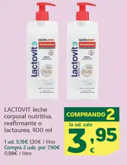 HiperDino LACTOVIT leche corporal nutritiva reafirmante o lactourea oferta