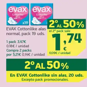 HiperDino EVAX Cottonlike alas normal, pack 19 uds. oferta