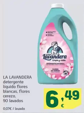 HiperDino LA LAVANDERA detergente líquido flores blancas, flores cerezo, 90 lavados oferta