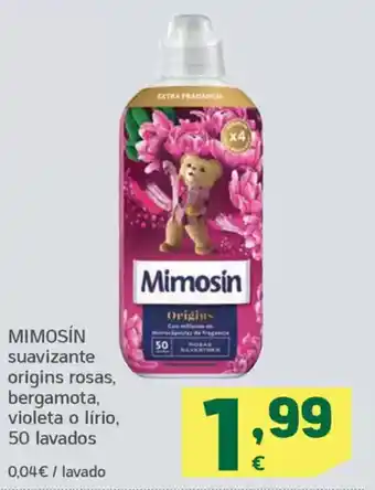 HiperDino MIMOSÍN suavizante origins rosas, bergamota, violeta o lírio, 50 lavados oferta