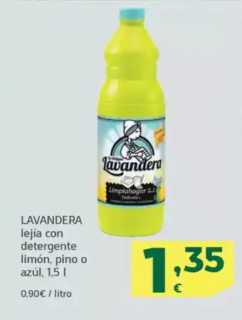 HiperDino LAVANDERA lejía con detergente limón, pino o azúl oferta