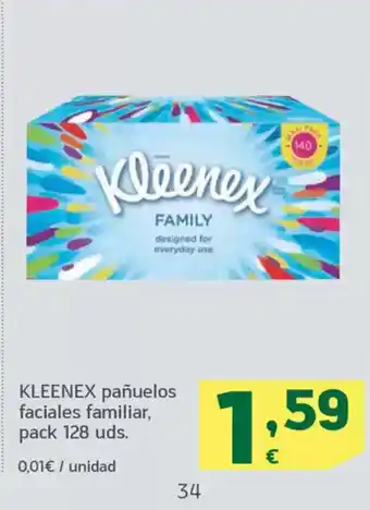 HiperDino KLEENEX pañuelos faciales familiar oferta