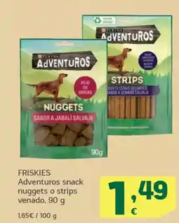 HiperDino FRISKIES Adventuros snack nuggets o strips venado oferta