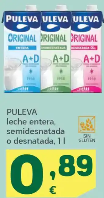 HiperDino PULEVA leche entera, semidesnatada o desnatada oferta